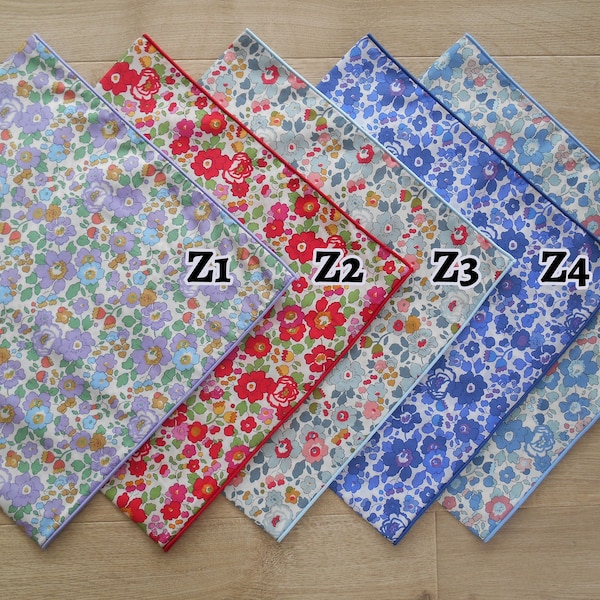 Liberty Head Scarves, Bandanna, Square - Liberty Tana Lawn 100% Cotton - Contrasting Rolled Edge Hem - Many designs to choose