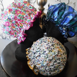 Liberty Fabric Shower Cap Waterproof Nylon Lining - Many Designs, Tresco, Lodden, Betsy, Strawberry Thief