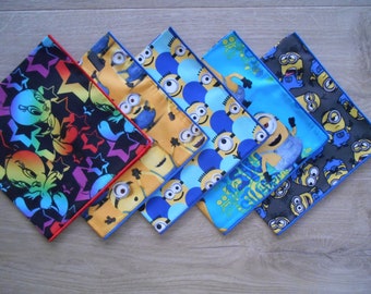 Handkerchief - Tweety Bird, Minions, Despicable Me / Cotton Pocket Square / Men's Childrens Boys Girls Kids / Eco Friendly / Waste Free