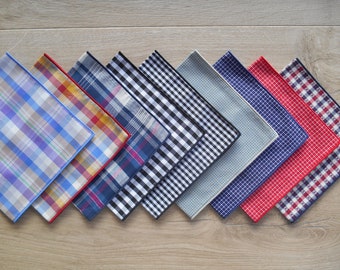 Handkerchief - Mens, Ladies Hankies - Tartans, Checks, Gingham / 100% Cotton Pocket Square / Boys, childrens / Eco Friendly, Waste Free