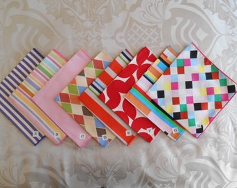 Handkerchief/Pocket Square - Stripes, Geometric, Hearts / Ladies Men's Childrens / Eco Friendly - Waste Free