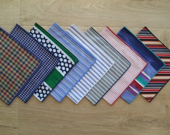Men's Handkerchief Pocket Square - Ladies Hankies - Stripes & Checks / 100% Cotton / Teens boys childrens / Eco Friendly, Waste Free