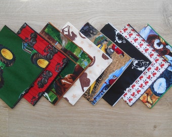 Mens Handkerchief - Farm Tractors, Cowboys, Wild Horses, Animals / 100% Cotton Pocket Square / Boys childrens / Eco Friendly / Waste Free