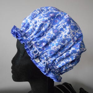 Liberty Fabric Shower Cap Waterproof Nylon Lining - Many Designs, Tresco, Lodden, Betsy, Strawberry Thief Betsy Royal