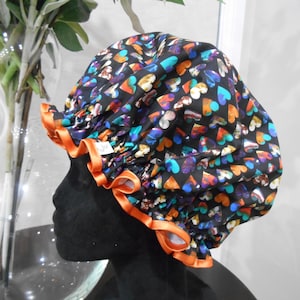 Cuffia da doccia Liberty Fabric con fodera in nylon impermeabile - Ciara, Ianthe, Danjo, Poppy & Daisy, Margaret Annie R1. Marble Hearts
