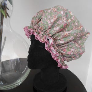Liberty Fabric Shower Cap Waterproof Nylon Lining - Many Designs, Tresco, Lodden, Betsy, Strawberry Thief StrawberryThief Pink