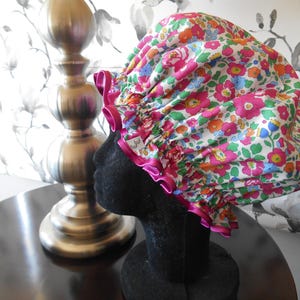 Liberty Fabric Shower Cap Waterproof Nylon Lining - Many Designs, Tresco, Lodden, Betsy, Strawberry Thief Betsy Deep Pink