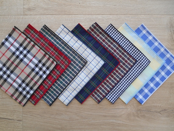 Handkerchief Mens, Ladies Hankies Tartans, Checks, Gingham / 100% Cotton  Pocket Square / Boys, Childrens / Eco Friendly, Waste Free -  Canada