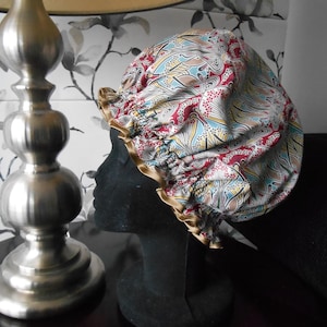 Cuffia da doccia Liberty Fabric con fodera in nylon impermeabile - Ciara, Ianthe, Danjo, Poppy & Daisy, Margaret Annie Ianthe Wine/Fawn