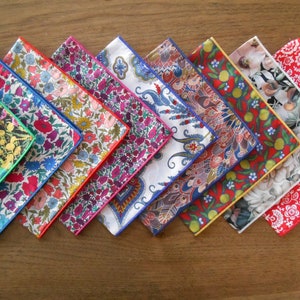 Liberty Tana Lawn Handkerchief - Ladies Hankies - Tresco, Poppy & Daisy, Eben, Lord Paisley, Bella, Pocket Square / Eco-Friendly Waste Free