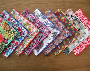 Liberty Tana Lawn Handkerchief, Pocket Square - Tresco, Poppy & Daisy, Eben, Lord Paisley, Bella / Eco-Friendly, Waste Free