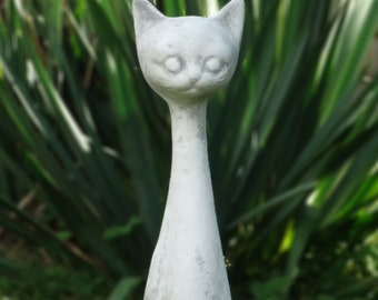 Tall Cat figure Concrete statue Cat owner gift Stone sculpture idea Cat decoration Pet lover ornament