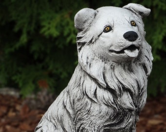 Lifelike border collie Dog figurine Garden sculpture Collie memorial decoration Pet loss gift Dog decor