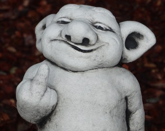 Middle finger decor Troll sculpture Fantasy figurine Funny troll Outdoor decoration Unique gift ideas