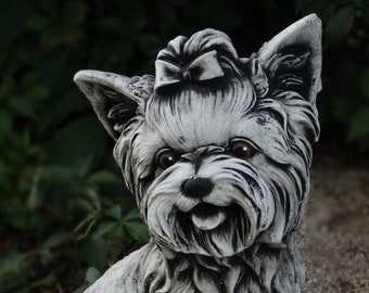 Yorkshire terrier statue Concrete Yorkie puppy figurine Pet lover gift Dog memorial decor