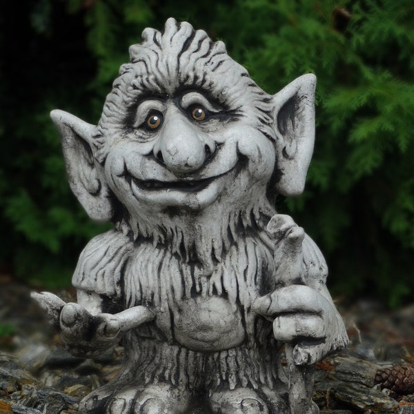 Faerie sorcier druide Elfe gardien des bois Figurine elfe en béton Décor forestier Ornement de jardin Pierre fantastique gnome