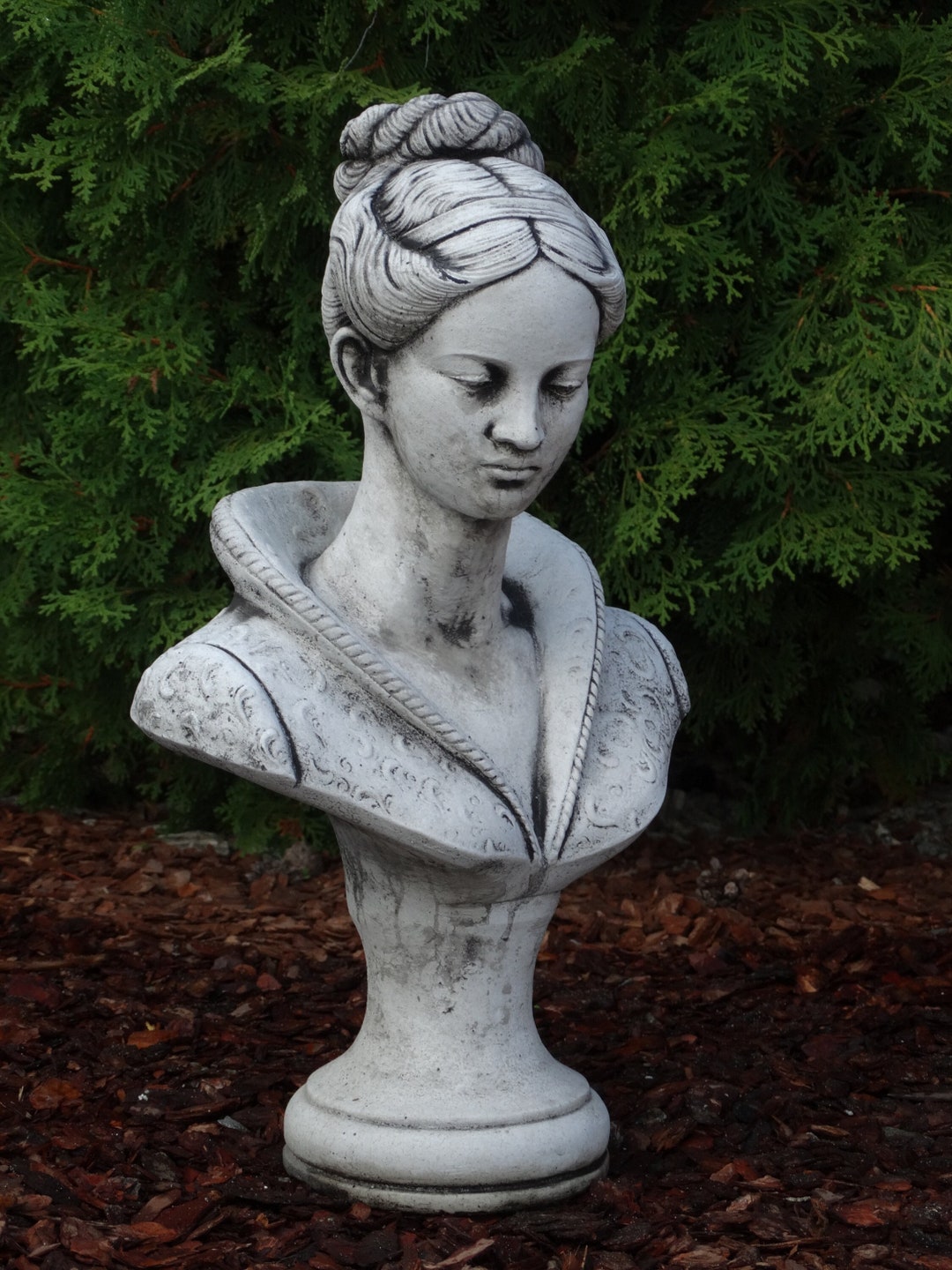 Woman Bust Statue Concrete Sculpture Art Deco Bust Home Decor Etsy