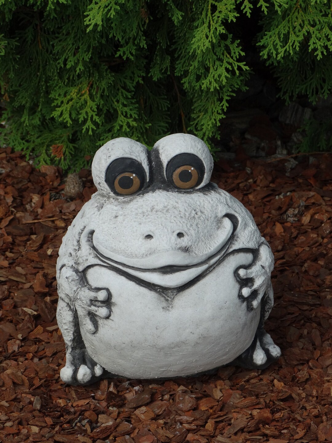 Funny Frog Statue Stone Frog Figurine Outdoor Sculpture Animal Etsy