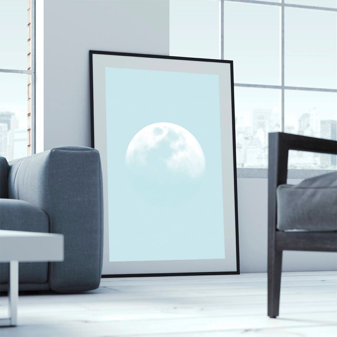 Printable Blue Moon Wall Decor Full Moon Wall Art Full Moon Etsy