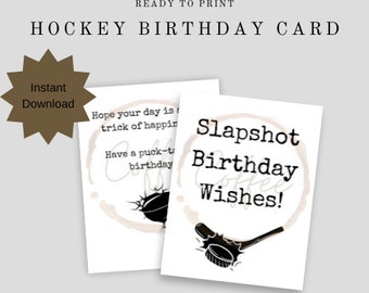 Happy Birthday Slapshot Card, Hockey Birthday Card, Printable Birthday Card, Printable, Instant Download