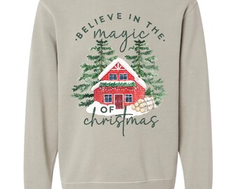 Believe in the Magic Sweatshirt, Christmas Sweatshirt, Christmas Tree, Ready to Ship