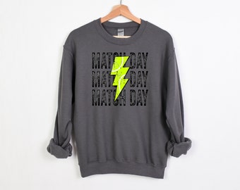 Game Day Tennis Sweatshirt, Tennis Match Sweatshirt, Tennis Sweatshirt, Lightening Bolt Game Day, Tennis Season