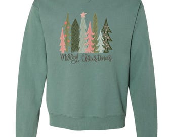 Merry Christmas Trees Sweatshirt, Christmas Sweatshirt, Christmas tree Sweatshirt