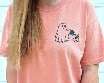 Ghost Shirt, Ghost Watering Pumpkin Shirt, Halloween Shirt, Pumpkin Shirt, Comfort Colors