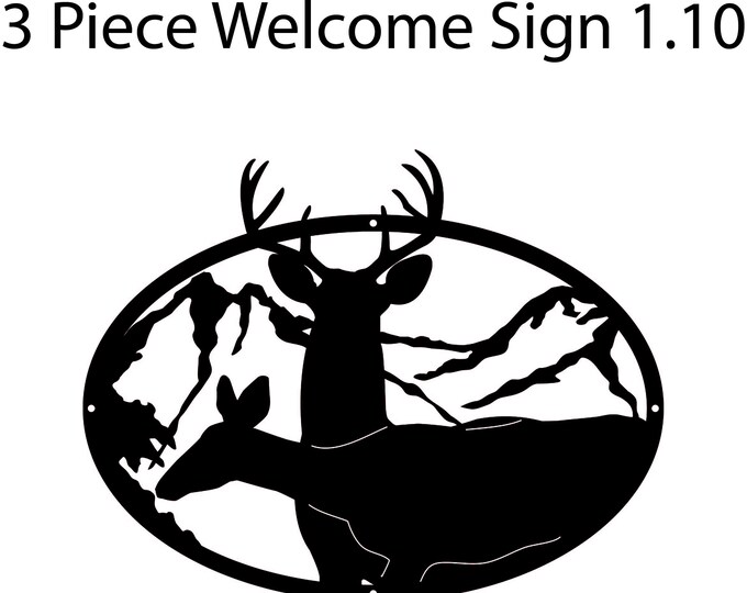 Three piece buck and doe welcome home sign cad files
