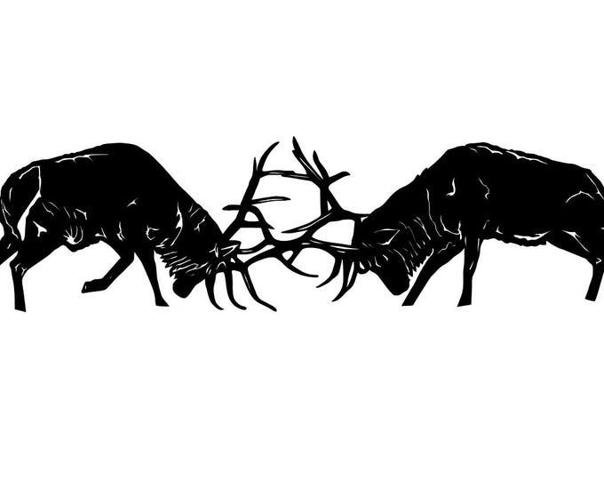 Elk fighting cad cut file