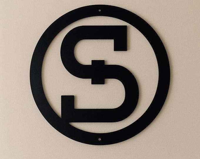 Metal letter S, cattle brand font with circle