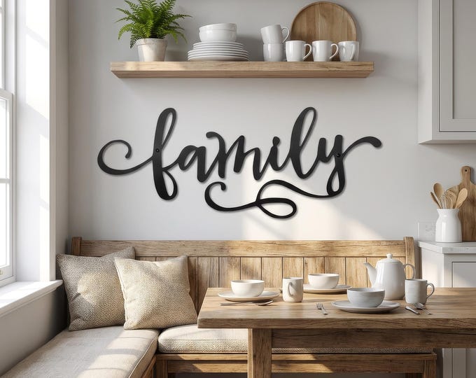 Family Steel Sign, 14 Gauge Satin Black Metal Wall Art