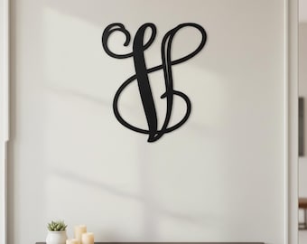 Metal Letter V Monogram Wall Art | Satin Black 14 Gauge Steel