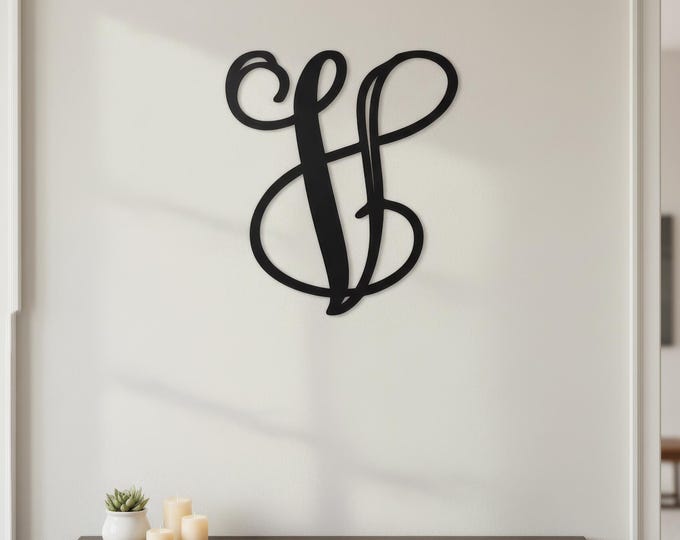 Metal Letter V Monogram Wall Art | Satin Black 14 Gauge Steel