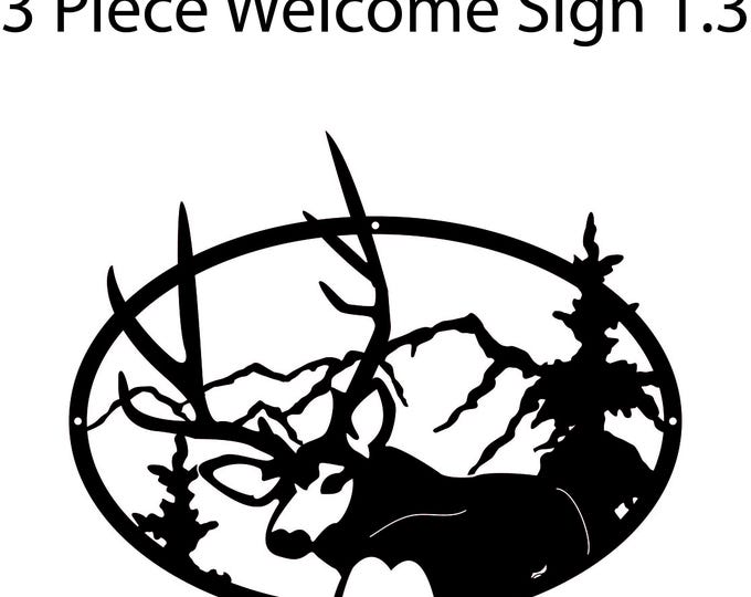 Three piece Big buck welcome home sign cad files