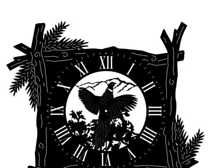 Branch frame clock with a pheasant cad cut file