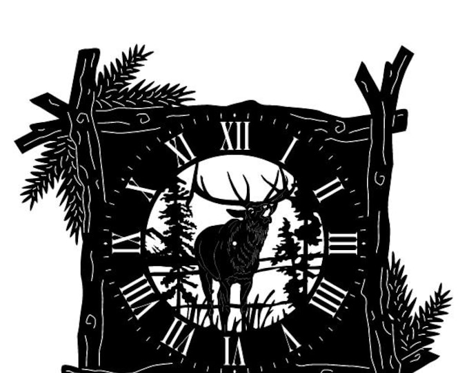 Branch frame clock with elk cad cut file