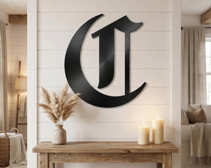 Metal Letter C in Old English Style, 14 Gauge Steel Wall Sign