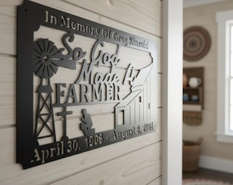 Farmer Sign in 14 Gauge Steel, Personalized Farmhouse Wall Art