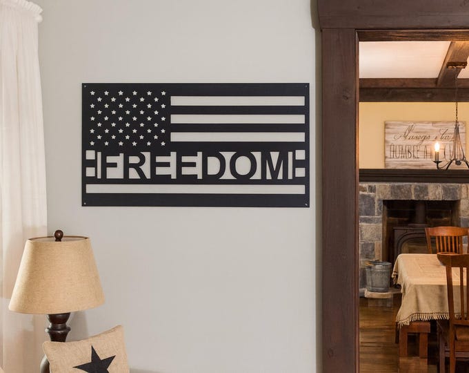 Freedom Flag cut from 14 gauge steel with coating
