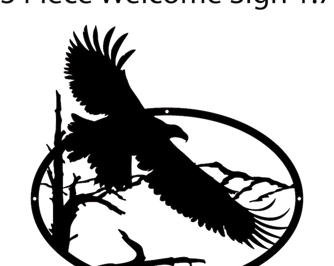Three piece eagle welcome home sign cad files