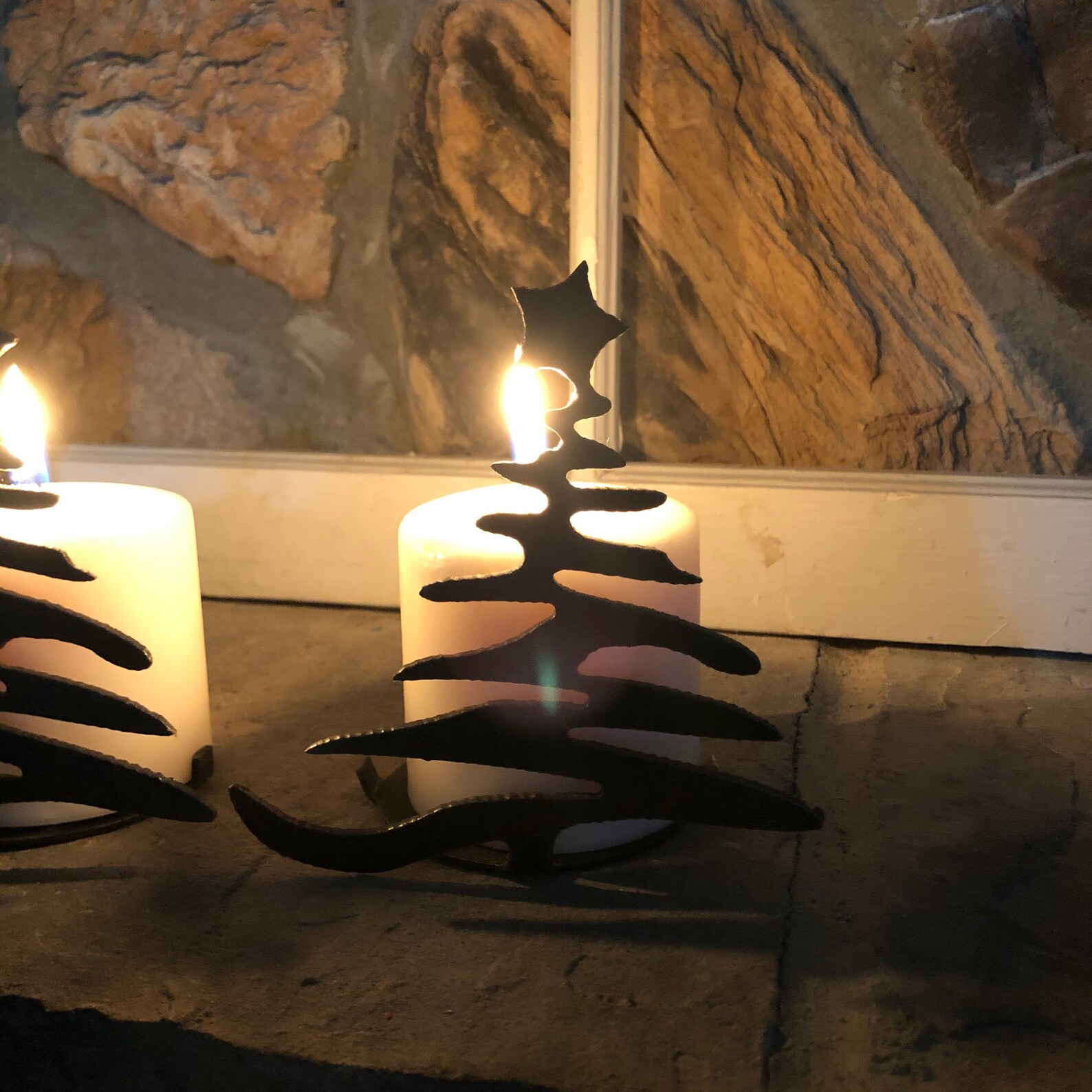 Industrial Rustic Metal Candle Holder. Christmas Tree Cut From Etsy