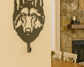 Rustic Wolf Face Wall Hook - Handcrafted from Sturdy 14-Gauge Steel