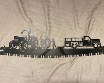 Rustic Steel Tractor & Truck Saw Blade Wall Art