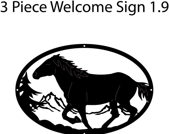 Three piece horse welcome home sign cad files
