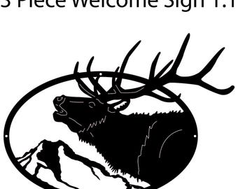 Three piece elk welcome home sign cad files
