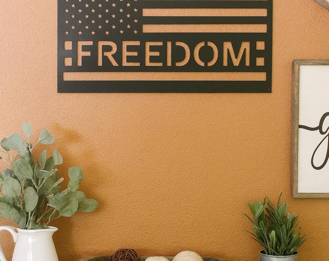 Freedom Flag cut from 14 gauge steel with coating