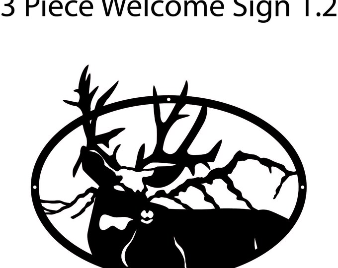 Three piece buck welcome home sign cad files