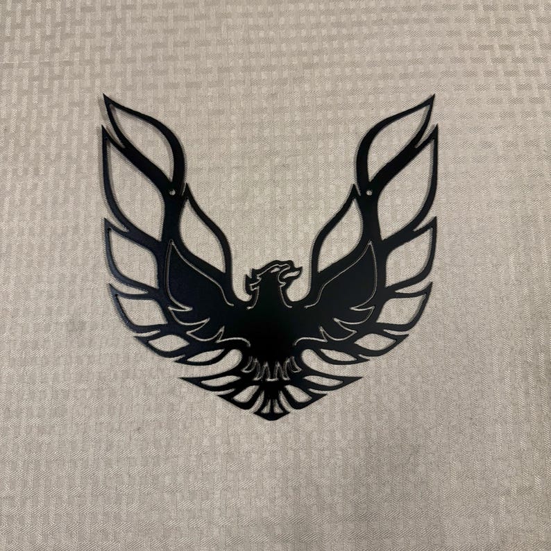 Metal firebird sign, large steel wall art, phoenix silhouette afbeelding 12