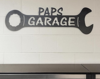Metal Garage Sign, 14 Gauge Steel Wrench Wall Art for Paps